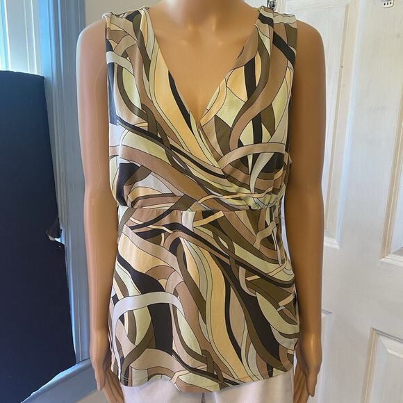 Kasper Tops - Y2K KASPER V Neck Babydoll Tank Top Jersey Knit Sleeveless Beach Summer Women16P